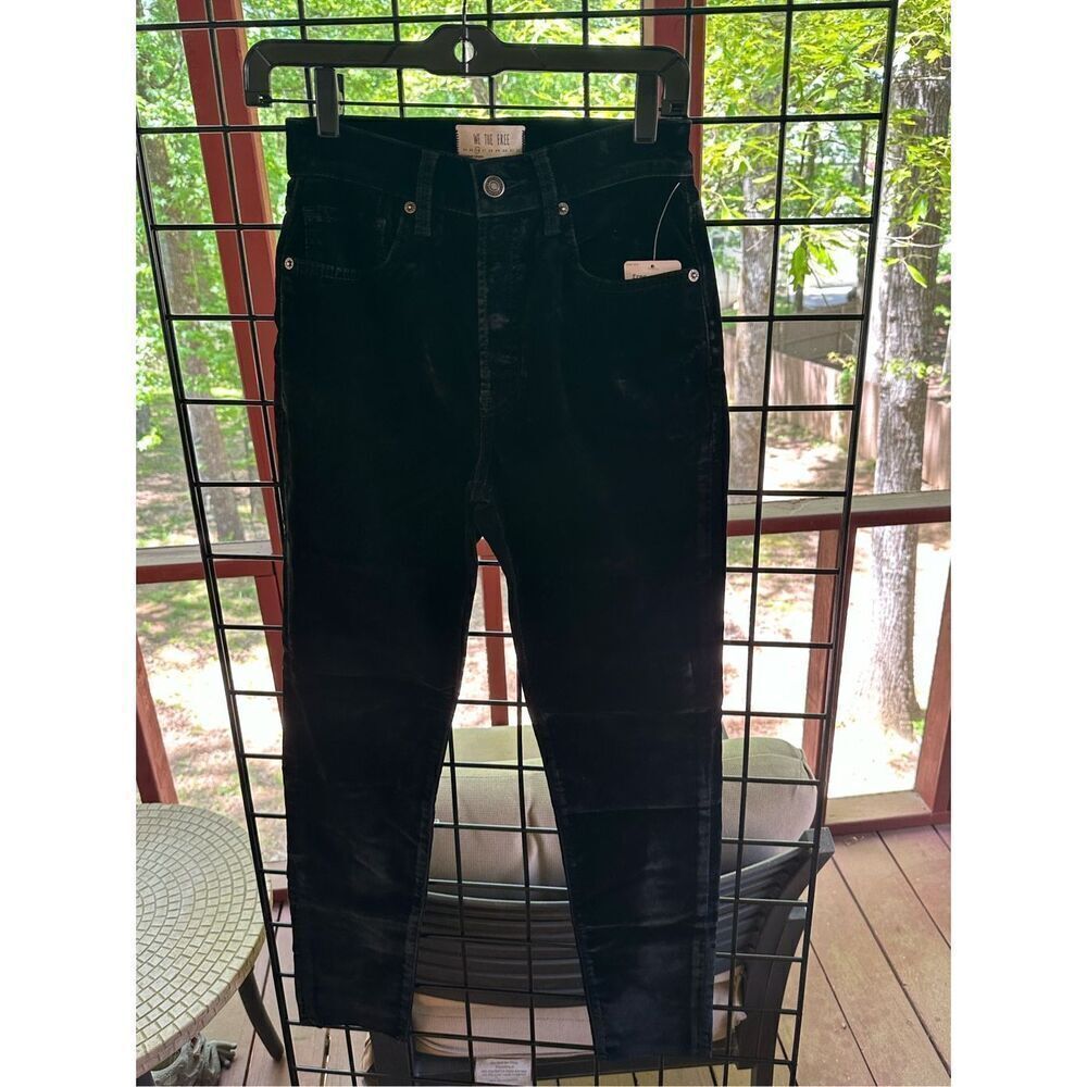 Free People We The Free Stella Velvet Pants Skinny Leg Button‎ Fly Size 26 NWT